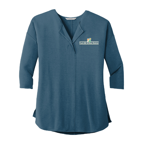 3/4-Sleeve Soft Split Neck Top#colors