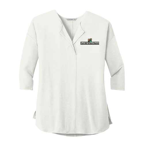 Rotary Ladies Port Authority�  3/4-Sleeve Soft Split Neck White Top