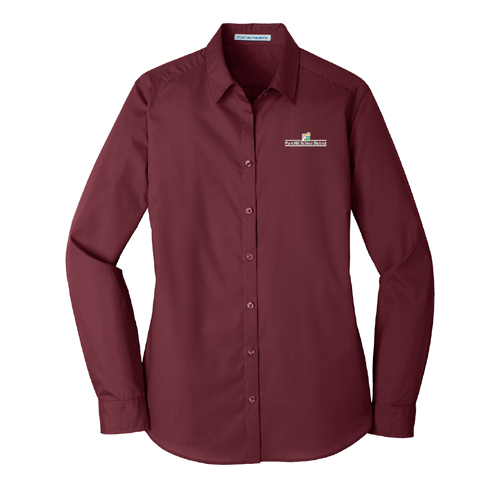 Ladies' Long Sleeve Carefree Poplin Shirt - Burgundy