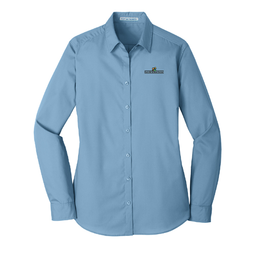 Ladies' Long Sleeve Carefree Poplin Shirt - Carolina Blue