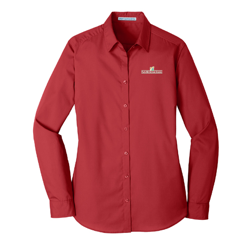 Ladies' Long Sleeve Carefree Poplin Shirt - Red