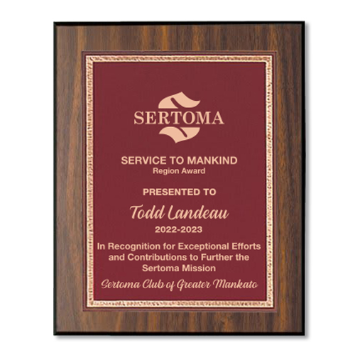 Region Service to Mankind Plaque