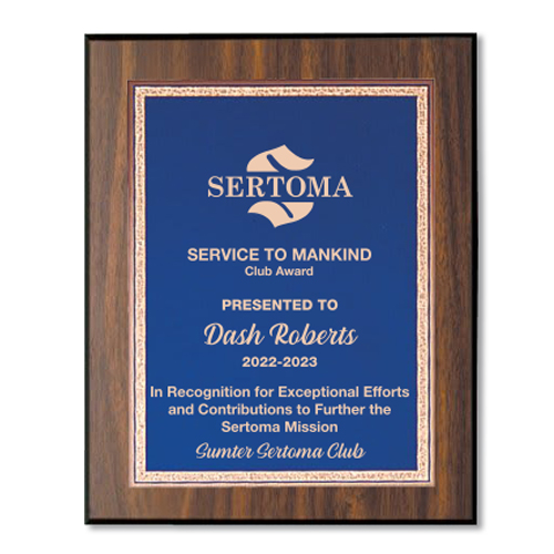 Club Service to Mankind Plaque