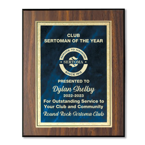 Club Sertoman of the Year Plaque