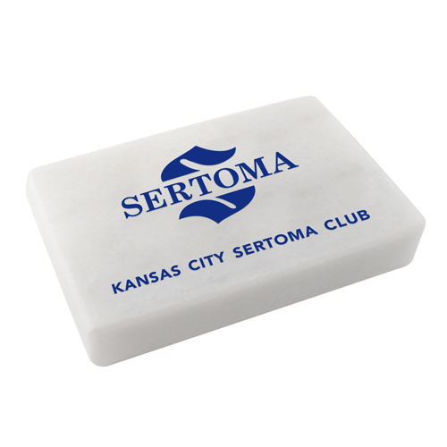 Rotary Custom UV Printed White Marble Paperweight