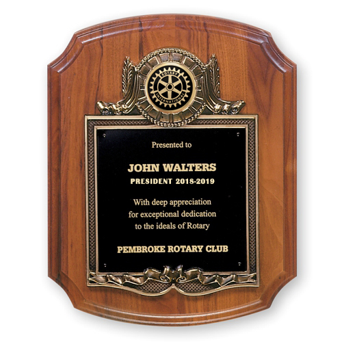 Rotary Sculptured Casting on Solid Walnut Plaque