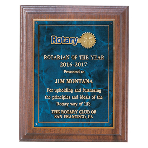 Rotary Blue Marbled Solid Walnut Award