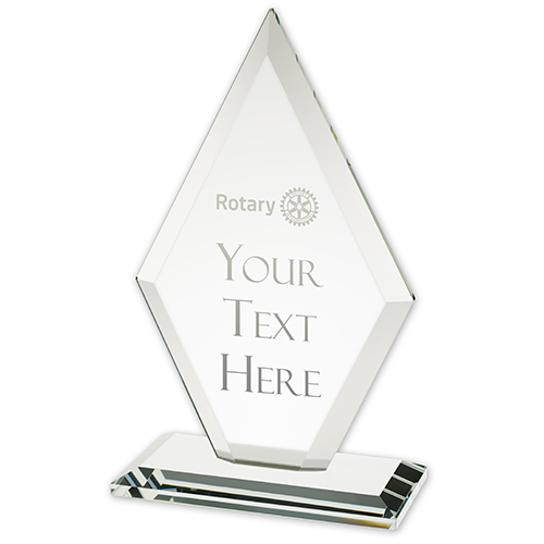 Rotary Custom Etched Starfire Glass Arrowhead Award