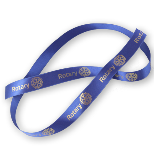 Rotary Royal Blue Satin Ribbon w/Metallic Gold Emblems